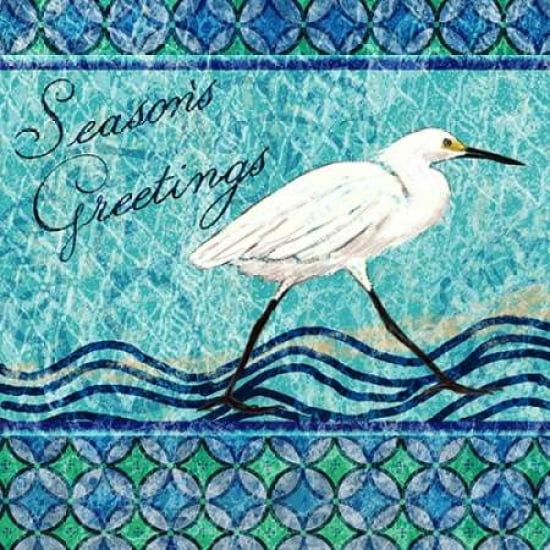 Snowy Egret Seasons Greeting I Canvas Art - Nicholas Biscardi(24X24)
