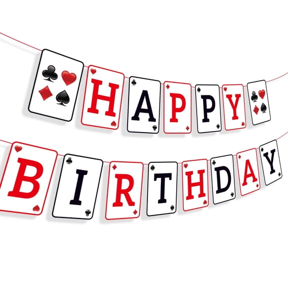 Banner de cumpleaños de casino BHNACIER para fiesta de póker