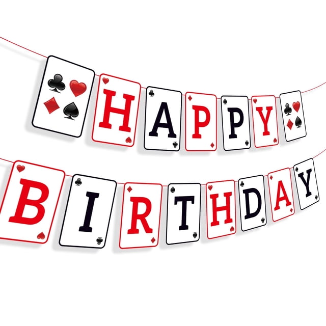 Banner de cumpleaños de casino BHNACIER para fiesta de póker