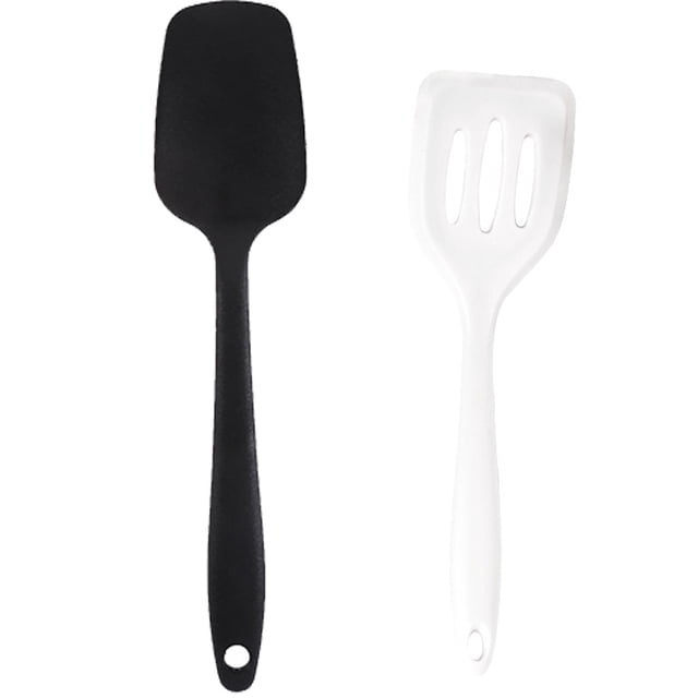 Juego de mini utensilios de cocina de 2 piezas: utensilios de cocina de silicona con espátulas