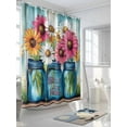 thumbnail image 3 of Home Floral Vase Shower Curtain, Vintage Blue Wood Textured Bathroom Decor Curtains Set with Hooks, Waterproof Fabric Home Accessories， Stall 36 X 72 Inch, 3 of 6