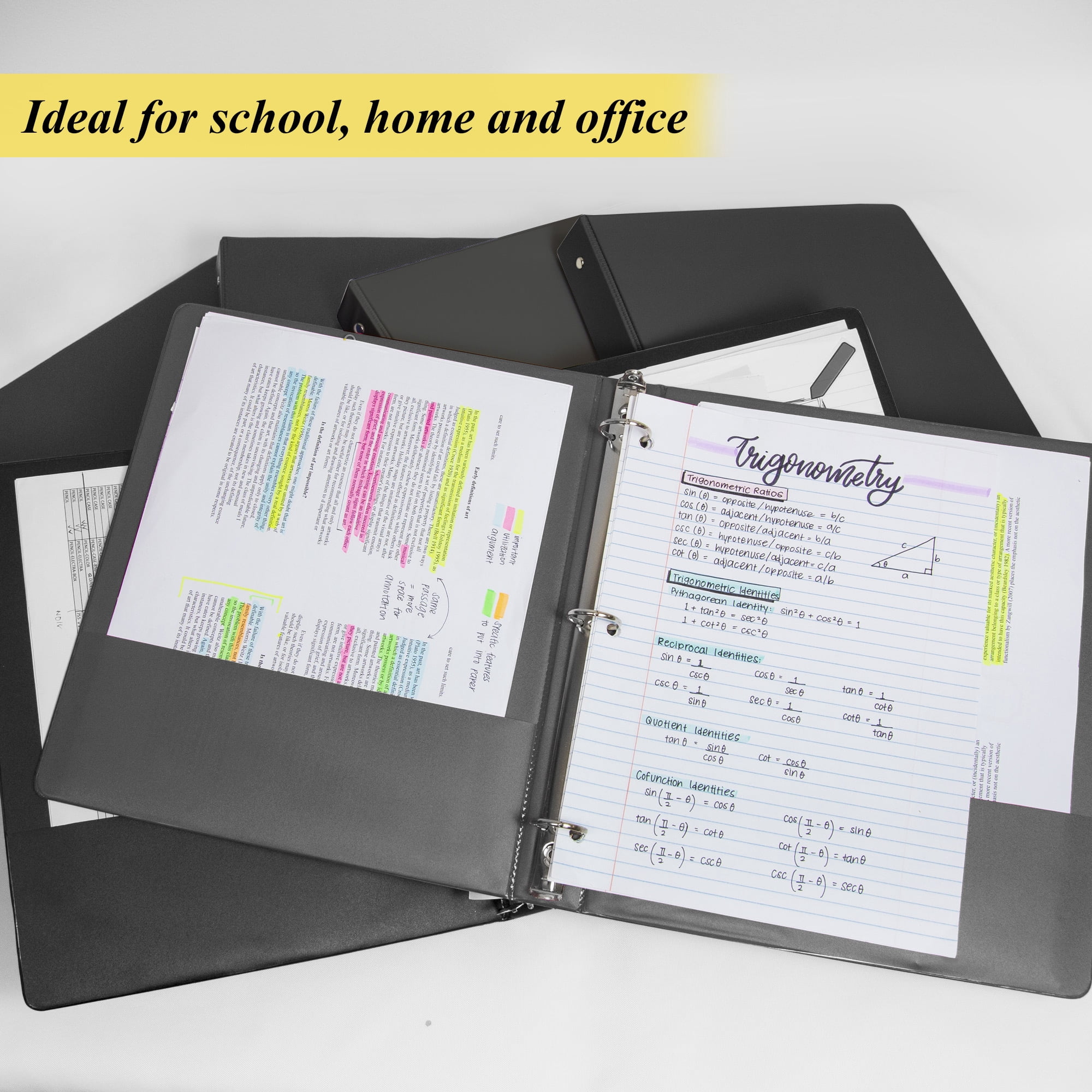 BAZIC 3 Ring Binder 1.5" Economy Binders Black, Hold 280 Sheets Paper, 4-Count