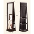 thumbnail image 6 of 360° Swivel Jewelry Cabinet with Full Length Mirror Modern Adult Accessory Armoire, Brown, 6 of 8