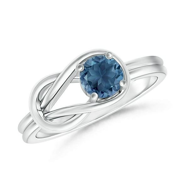Angara Natural London Blue Topaz Ring - Solitaire London Blue Topaz Infinity Knot Ring in 925 Sterling Silver for Women (Ring Size = 7)
