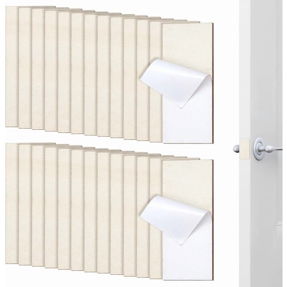 40 Pcs Door Edge Hole Plates with Wooden Filler Self-Adhesive Door Hinge Repair Kit Deadbolt Cover Blank Strike Plates