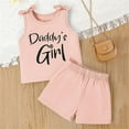 thumbnail image 2 of CHEEREAM Toddler Little Girl Clothes Summer Sleeveless Daddys Girl Letter Tank Tops Shorts Set 2Pcs Kids Casual Outfits 3-8 Years, 2 of 5