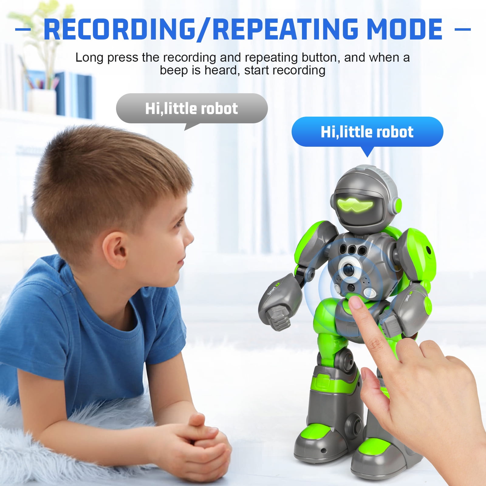HopeRock RC Robot Toys for Kids, Gesture & Sensing Programmable Remote Control Smart Robot, Birthday Gift for Boys Girls Age 3 4 5 6 7 8+ Year Old(Green)