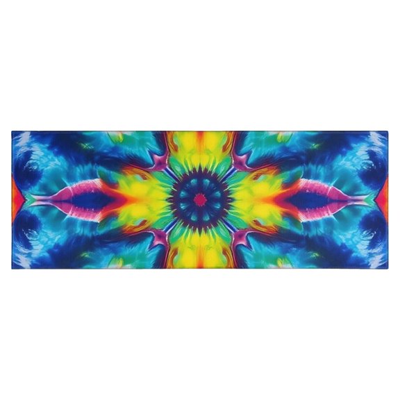 Colorful Tie Dye Symmetric Pattern Kitchen Rug Mat,Kitchen Runner Rugs Non Skid Washable,Decorative Kitchen Floor Mats for Kitchen,Sink,Laundry,17"X47"