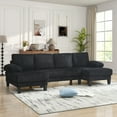 thumbnail image 5 of FFH 114" U Shaped Couch, Oversized Sectional Sofa with Double Chaise, Modular Cloud Couch Corduroy 4 Seater Sofa Set for Living Room, Black, 5 of 11