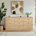thumbnail image 2 of Tcbosik 9 Drawer Dresser for Bedroom, 63" Large Chest of Drawers for Living Room, Hallway, Entryway, Natural, 2 of 7