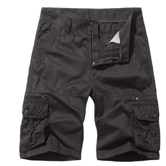 Chiccall Vintage Cargo Shorts for Men Cotton Knee Length Outdoor Travel Hiking Shorts Casual Summer Short with Multi Pockets