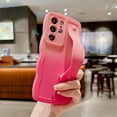 thumbnail image 4 of for Samsung Galaxy S21 Ultra Case with Strap Stand, Cute Gradient Color Wavy S21 Ultra Case with Camera Lens Cover Protect Soft Silicone Bumper Phone Case for Women Girls 6.8" (Hot Pink), 4 of 9