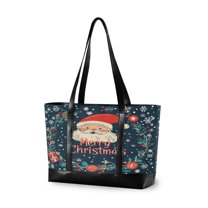 FORMRS Laptop Tote Bag for Women with 15.6" Computer Compartments Handbag, Blue Christmas Santa