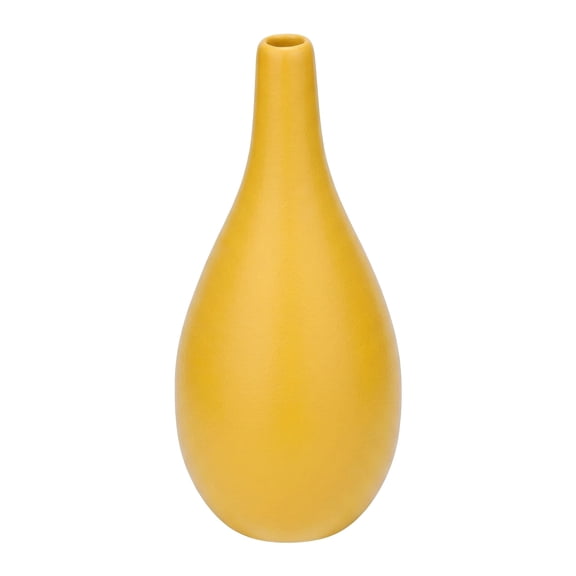 REGALWOVEN Modern Ribbed Ceramic Vase for Home Decor Small Boho Decorative Vase , Minimalist Matte Flower Vase for Shelf Table Yellow 3"L x 3"W x 6.5"H