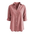 thumbnail image 7 of Qivvo Oversized Striped Button down Shirts for Women Classic Long Sleeve Collared Blouses Office Work Tops Outfit(Red,X-Large), 7 of 7