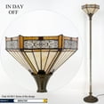 thumbnail image 3 of Torchiere Lamp Tiffany Floor LED Uplight 66" Tall Industrial Bronze Pole Vintage Boho Stained Glass Mission Hexagon Retro Standing Corner Bright Light Living Room Kids Bedroom Farmhouse WERFACTORY, 3 of 7