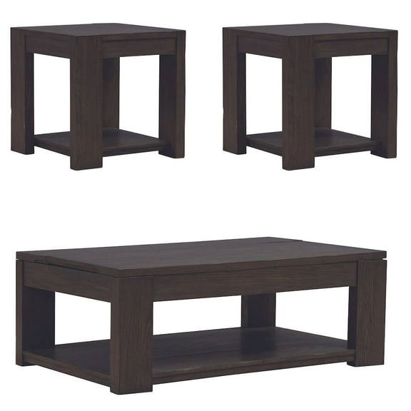 Liberty Furniture 3 Piece Set - Lift Top Cocktail Table, 2 End Tables - Bark