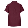 thumbnail image 6 of FAVIPT Cotton Linen Shirts for Women Loose Fit Soft Tops Short Sleeve Button Down T Shirt Collared V Neck Plain Tees Casual Summer 2025 Blouses with Two Pockets Wine,M, 6 of 8