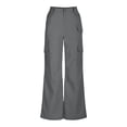 thumbnail image 5 of RYRJJ Cargo Pants for Women High Waisted Casual Parachute Pants Baggy Stretchy Wide Leg Y2K Streetwear Trousers with Multi Pockets(Gray,L), 5 of 7