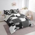 thumbnail image 3 of jejeloiu Patchwork Cattle Hide 7-Piece Twin Bedding Sets,Rustic Western Farmhouse Bedding Comforter Set,Gray White Cowhide Plaid Sheet Sets For Men Women,Breathable Home Decor Reversible, 3 of 8