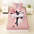 thumbnail image 3 of Castle Fairy Watercolor Ballet Girl Twin Sheets 3pcs,Graffiti Splash Butterfly Pattern Bedding,Pink White,1 Fitted Sheet, 1 Flat Sheet and 1 Pillowcase, 3 of 6