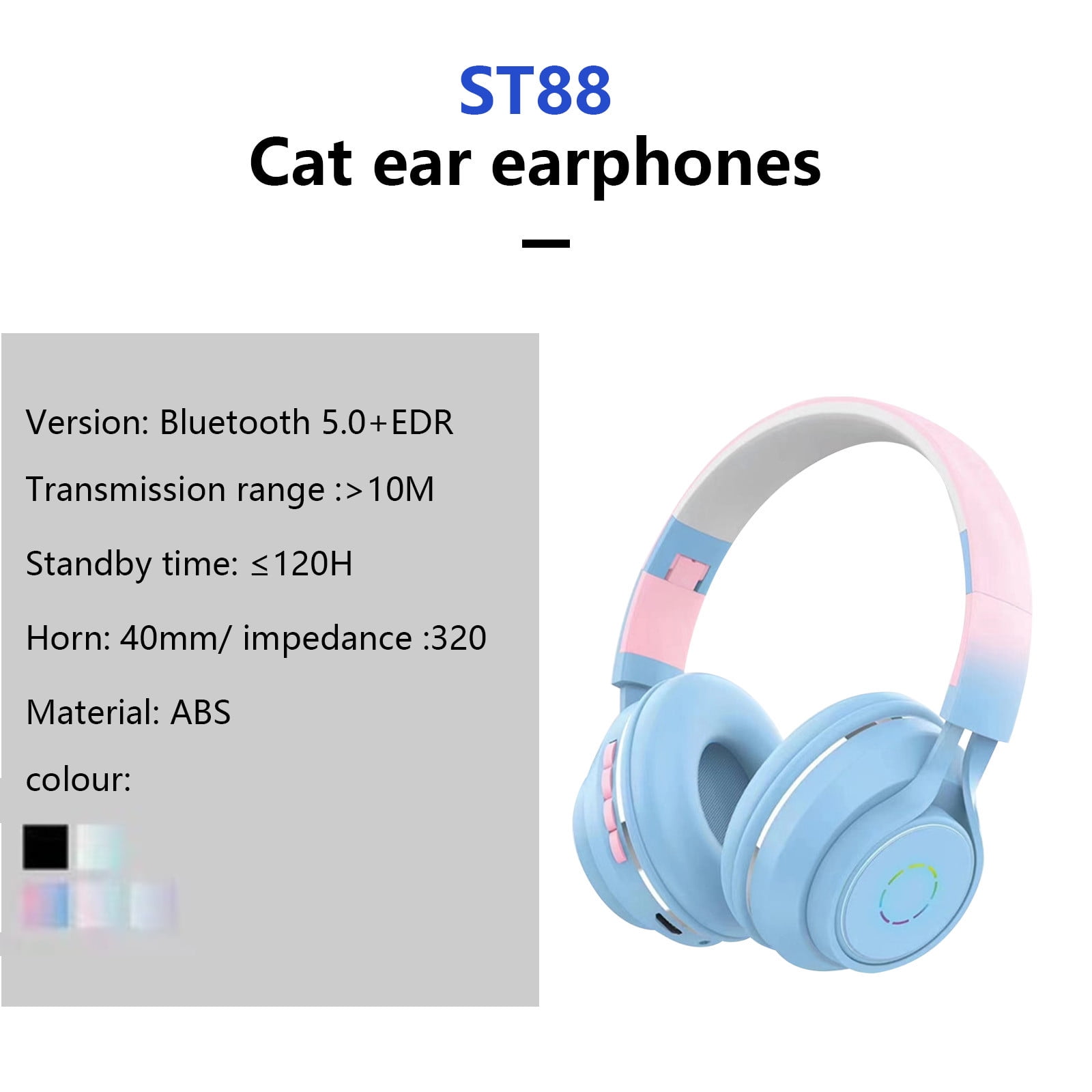 Wireless Over Ear Bluetooth Headphones with Microphone - Wireless Headset -Noise Reduction - Bluetooth, Wired,Built in Micro SD for Travel, Home, Work TV,PC,Gaming,Cellphone - Blue