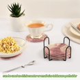 thumbnail image 6 of Haosy Set of 6 Drink Woven Coaster with Holder Heat Resistant Non-Slip Bar Coasters 4 Inches Pink Rabbit Made Of Petals, 6 of 7