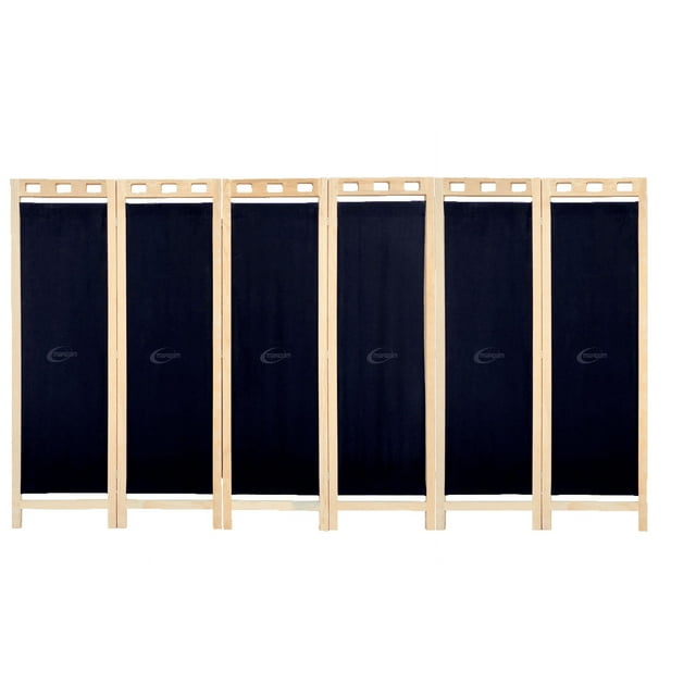 Biombo MARDAM Mampara DE Madera DE pino natural 6 Paneles color negro