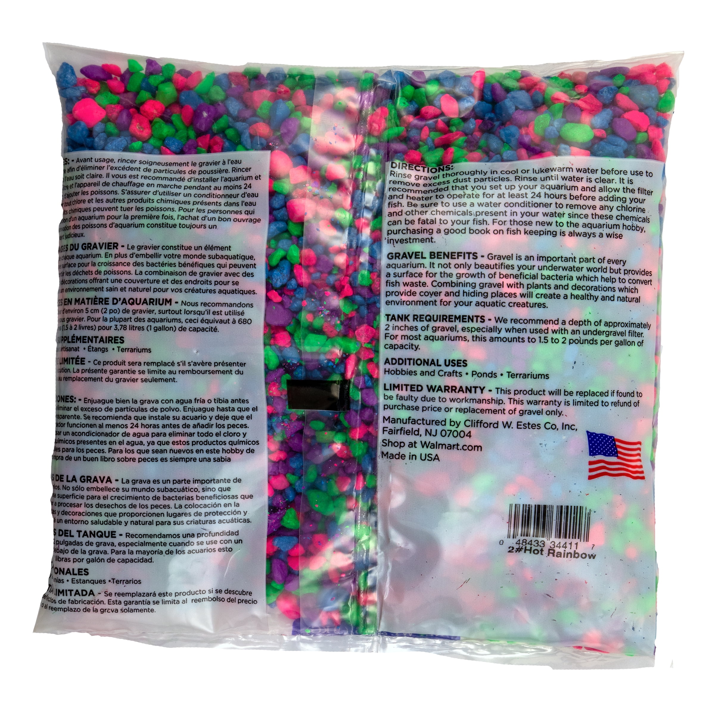(4 pack) Aqua Culture Aquarium Gravel, Rainbow, 2 lb