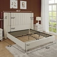 thumbnail image 3 of Merluxy Bed Frame Queen Size Upholstered Bed Wingback Headborad Velvet Channel Tufted/No Box Spring Needed/Cream, 3 of 9