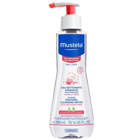 Mustela Baby No-Rinse Soothing Cleansing Water, for Very Sensitive Skin, with Natural Avocado Perseose, 10.14 (Best Baby Skin Care Products For Sensitive Skin)