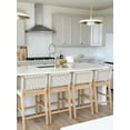thumbnail image 5 of Nathan James Cohen Mid Century Modern Bar Stool, Upholstered Faux Leather Counter Stool with Back and Solid Wood Legs, Off White, 5 of 8