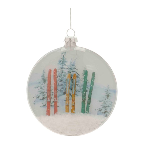 Melrose International LLC Snow Makes Us Happy Disc Ornament (Set of 6) 4.25"H Glass