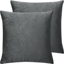 Unique Bargains 2-Pack Solid Velvet Decorative Throw Pillow Covers Gray 16"x16"