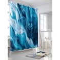 thumbnail image 3 of Blue Ocean Waves Shower Curtain, Blue Marble Abstract Art Waterproof Shower Curtain Set with 12 Hooks Lightweight Washable Fabric Shower Curtains for Bathroom 72x72 Inches, 3 of 6