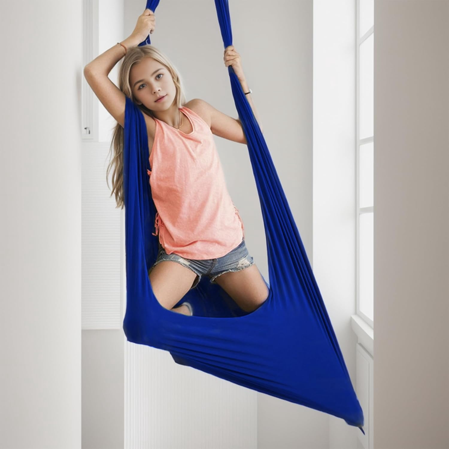 Sensory Swing for Kids/Adults, Therapy Swing Toddlers Hammock for Autism, ADHD,Special Needs Swing for Calming & Relaxing, Sensory Chair Toys & Gift (Hardware Included), 59x110in (Royal Blue)