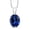 Blue Created Sapphire, September, variant on 925 Sterling Silver Ecstasy Mystic Topaz Pendant Necklace for Women (2.30 Cttw, Gemstone Birthstone, Oval Shape 9X7MM)