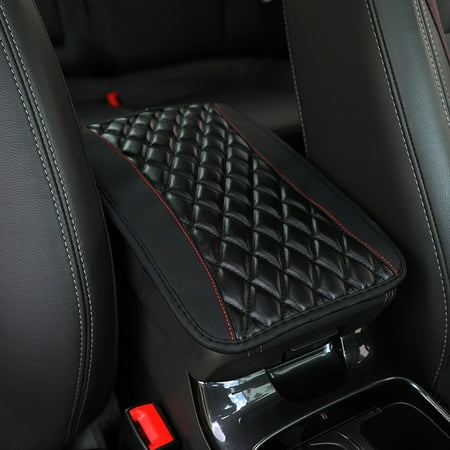 CxhicLuv Leather Car Armrest Pad Auto Console Cover Universal Waterproof Hexagonal Mesh Vehicle Interior Accessories Arm Comfort & Protection Tools for Truck Car SUV Owners Black