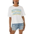 thumbnail image 3 of Women's Gameday Couture White Southern University Jaguars Claim To Fame Boxy Cropped T-Shirt, 3 of 5