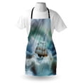 thumbnail image 3 of Ocean Apron Majestic Nautical Sealife and Pirate Boat Ship on a Wavy Deep Sea Art Print, Unisex Kitchen Bib Apron with Adjustable Neck for Cooking Baking Gardening, Blue Grey and White, by Ambesonne, 3 of 3