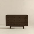 thumbnail image 4 of Stafford Modern Bedroom 6 Drawers Dressers in Solid Wood Walnut Brown, 4 of 6