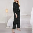 thumbnail image 4 of Junzan Black Glitter Print Womens Pajama Sets,Long Sleeve Button Down For Women Pjs 2 Piece, 4 of 9