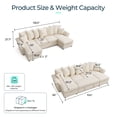 thumbnail image 3 of Linsy Home Oversized 119" Sleeper Sofa Bed with Reversible Storage Chaise, Pull Out Couch Bed with USB, Side Pocket & Two Pillows, Beige, 3 of 10