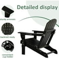 thumbnail image 3 of Withniture Folding Adirondack Chairs with Cup Holder, HDPE Adirondack Wood Textured Chairs for Terrace, Lawn, Garden, Backyard Deck(Black), 3 of 9