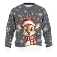 thumbnail image 6 of Christmas Sweatshirt for Men Women Long Sleeve Crewneck Loose Casual Cute Reindeer and Snowflake Print Pullover Sweatshirts, 6 of 8