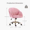 thumbnail image 2 of Velvet Home Office Desk Chair with Gold Wheels, Cute Vanity Chair, Modern Swivel Desk Chair with Back, Upholstered Tufted Computer Task Chair, Height Adjustable Makeup Chair for Women, Pink, 2 of 7