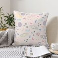 thumbnail image 2 of Velvet Decorative Throw Pillow Covers Set of 2, Soft Square Cushion Cover with Invisible Zipper Space Astronomy Spaceships Doodles Printing, 18"x18", 2 of 7