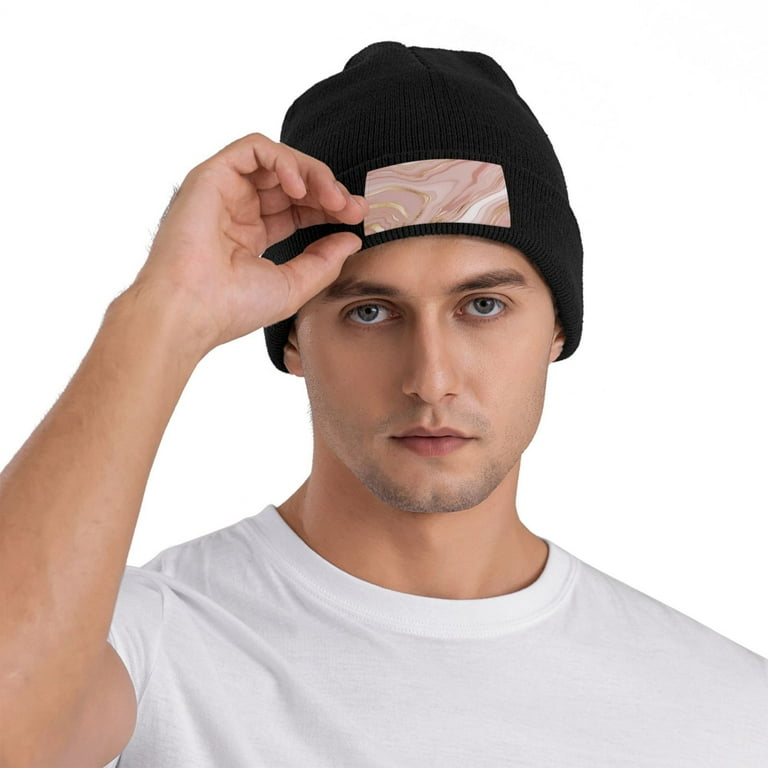 Junzan Rose Gold Glitter Splatter Mens Winter Hats Thick Knit Cuff Beanie Cap Beanie Hat Walmart