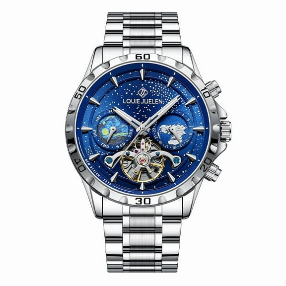 Star Ocean Series Men's Automatic Mechanical Watch with Night Light Display and Water Resistance