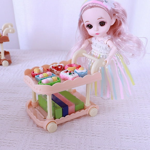 CQCYD Clearance Toys under $5 Dollhouse Dining Cart Models Toy Furniture Car Decor Shelf Miniature Dining Car Dollhouse Miniature Furniture Mini Kitchen Decor Craft Ornaments